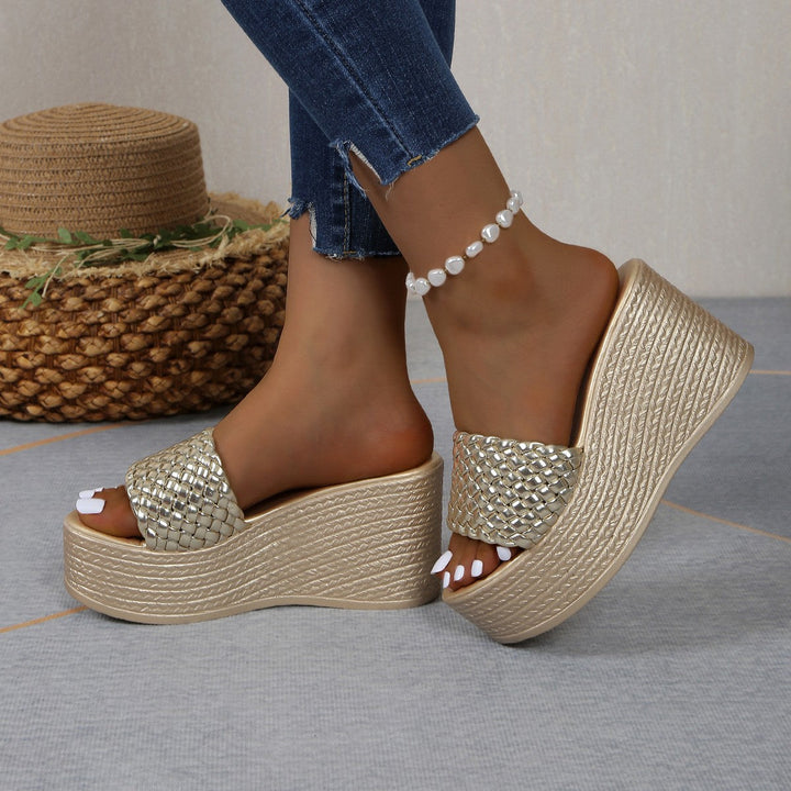 Damen Wedge-Pantoletten mit geflochtenem Riemen und komfortabler Sohle Drune