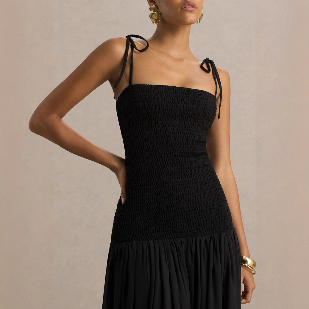 Damen Maxi-Kleid mit verstellbaren Spaghettiträgern und elegantem Schnitt Drune