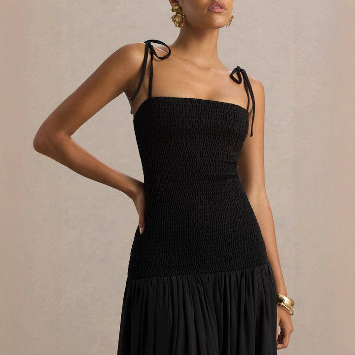 Damen Maxi-Kleid mit verstellbaren Spaghettiträgern und elegantem Schnitt Drune