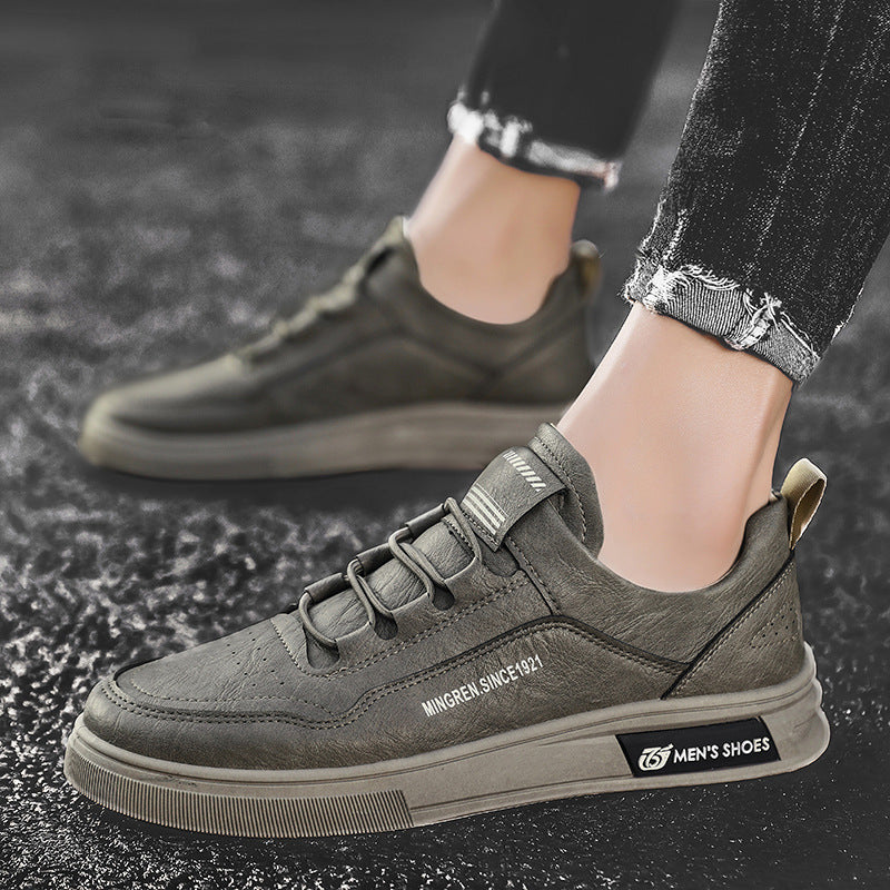 Herren elegante Low-Top Lederoptik City-Sneaker mit verstärkter Zehenkappe und gepolstertem Fersenkragen Drune