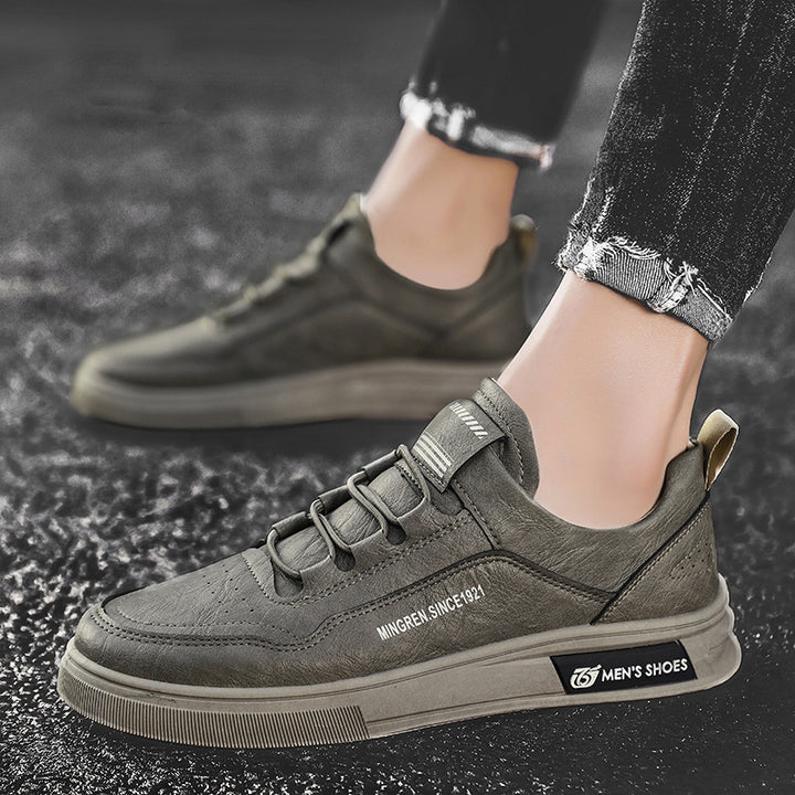 Herren elegante Low-Top Lederoptik City-Sneaker mit verstärkter Zehenkappe und gepolstertem Fersenkragen Drune