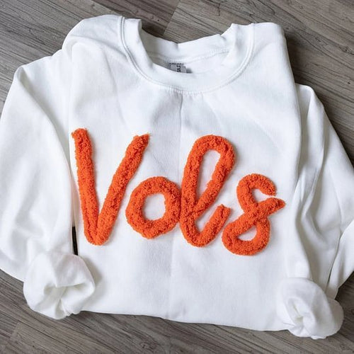 Damen Rundhals‑Sweatshirt mit Chenille‑Schriftzug und Oversize‑Schnitt Drune
