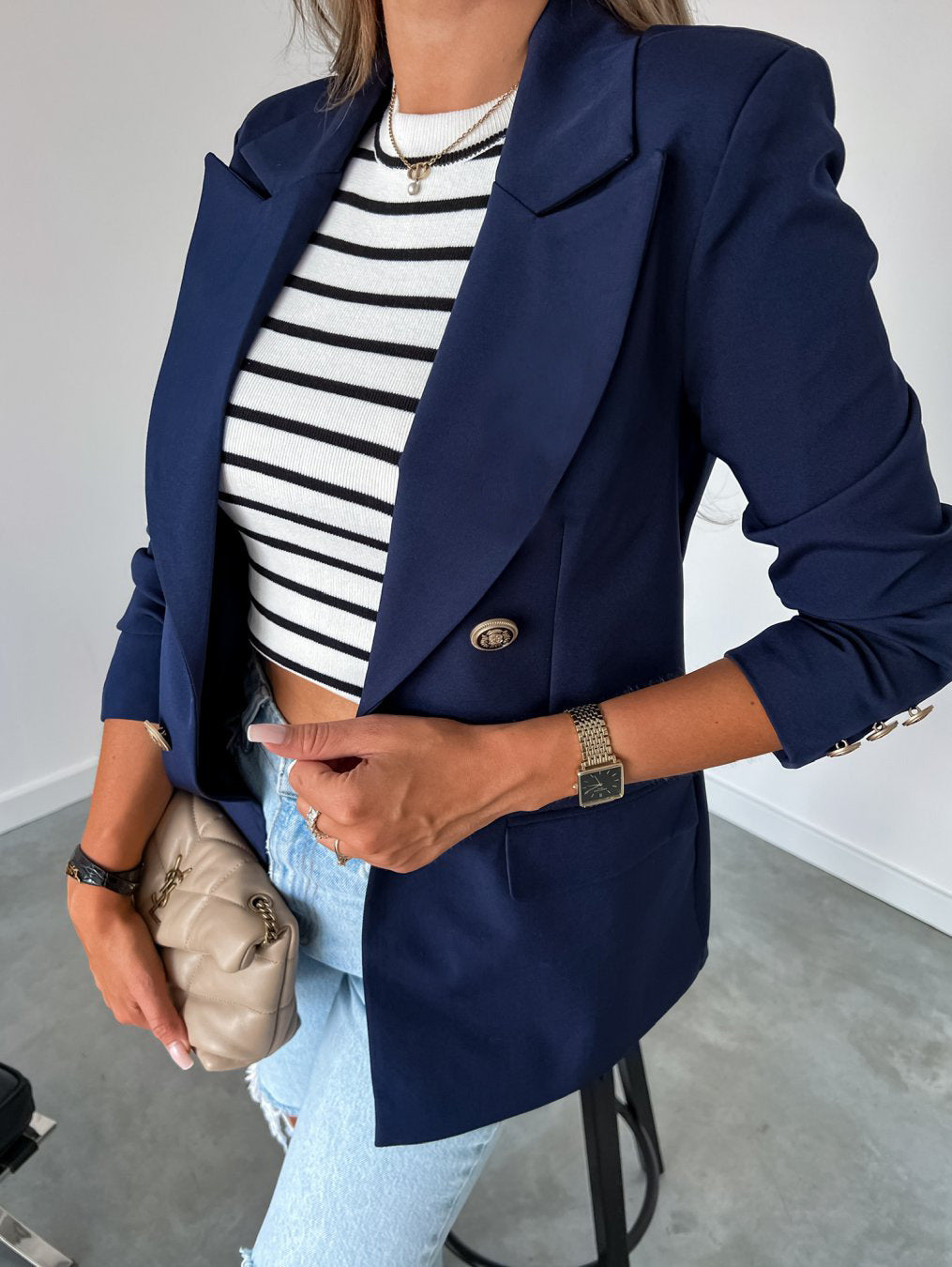 Damen Eleganter Blazer im modernen Schnitt mit doppelter Knopfreihe Drune