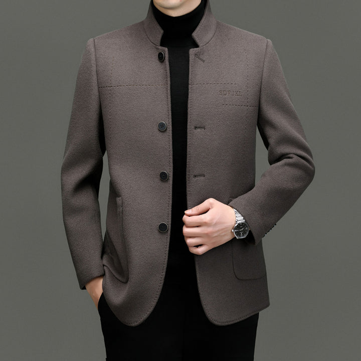 Herren elegante Wolljacke im modernen Schnitt mit Stehkragen und praktischen Taschen Drune