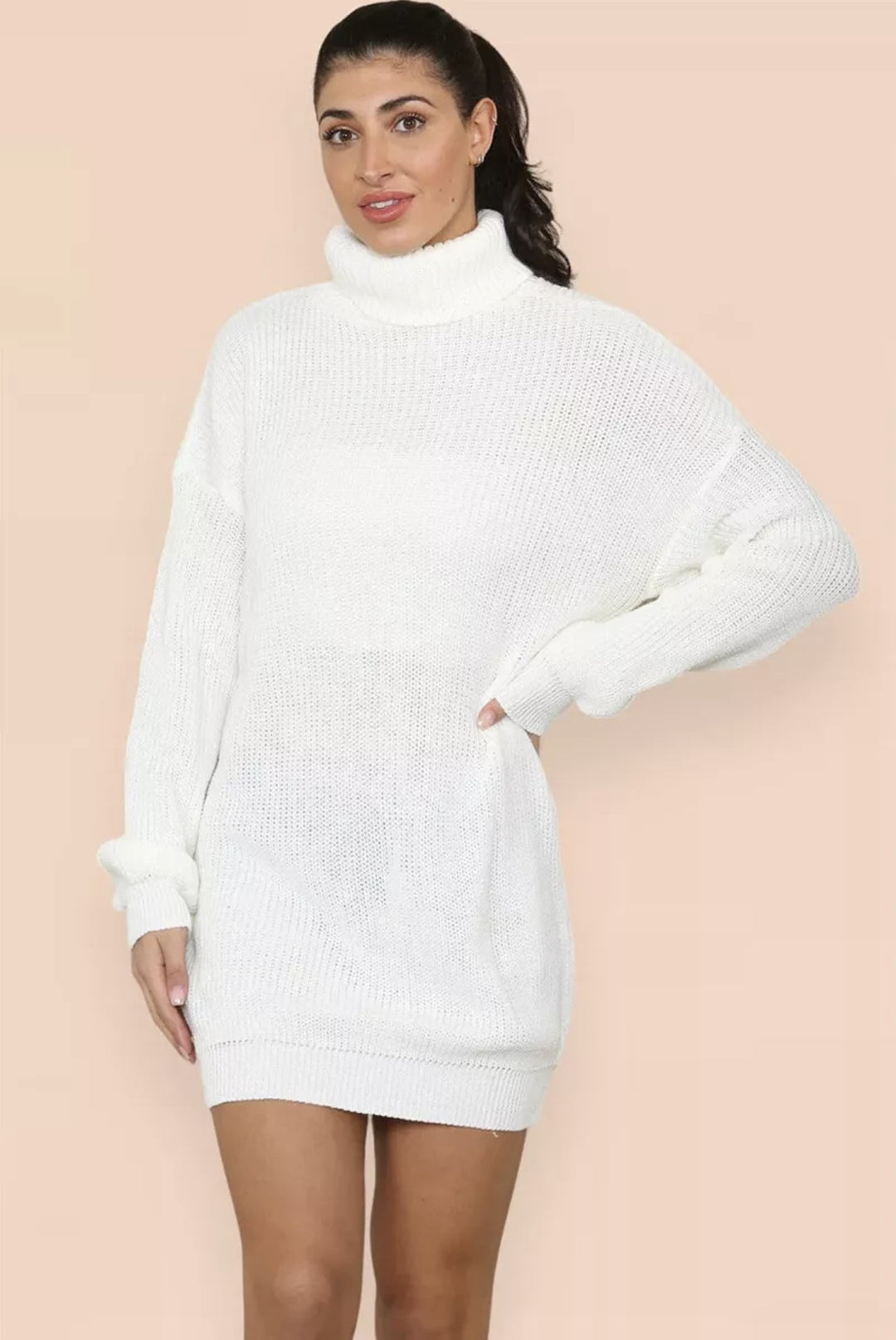 Damen Strickkleid mit hohem Kragen und weitem Schnitt Drune