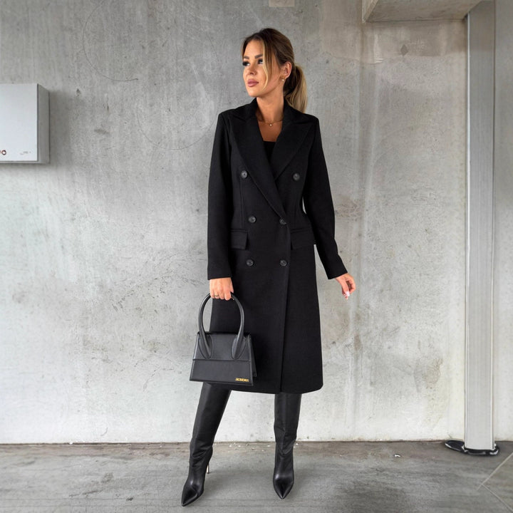 Damen Doppelreiher-Wollmantel mit eleganter Knopfleiste und komfortablem Schnitt Drune
