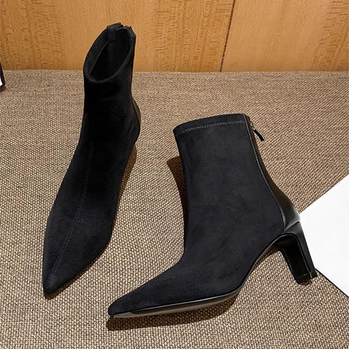 Damen Stretch‑Ankleboots mit schmaler Spitze und sculpted Blockabsatz Drune