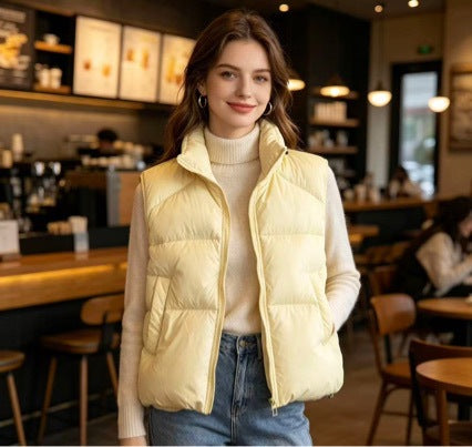 Damen nan kurzer wattierter Pufferjacke mit hohem Stehkragen und praktischen Eingrifftaschen Drune