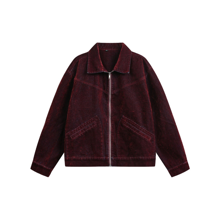 Unisex Boxy-Blousonjacke aus Velours-Suede-Optik mit durchgehendem Reißverschluss und Pattentaschen Drune