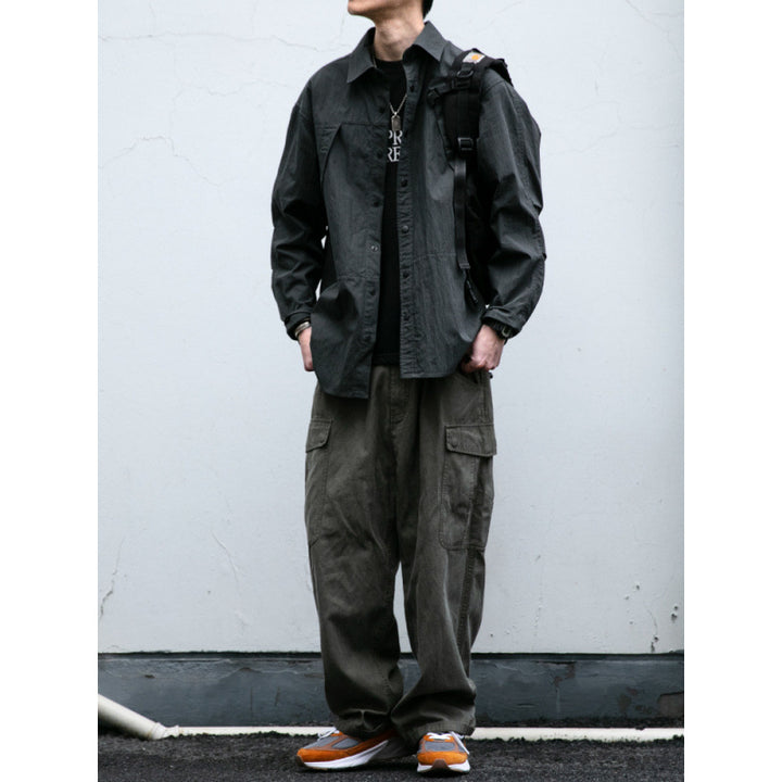Herren Technisches Field-Overshirt im Utility-Look mit Druckknopfleiste und kastiger Passform Drune