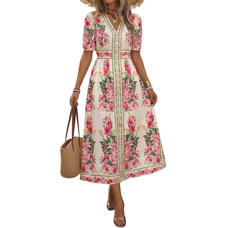 Damen Midi-Kleid mit floralen Muster Drune