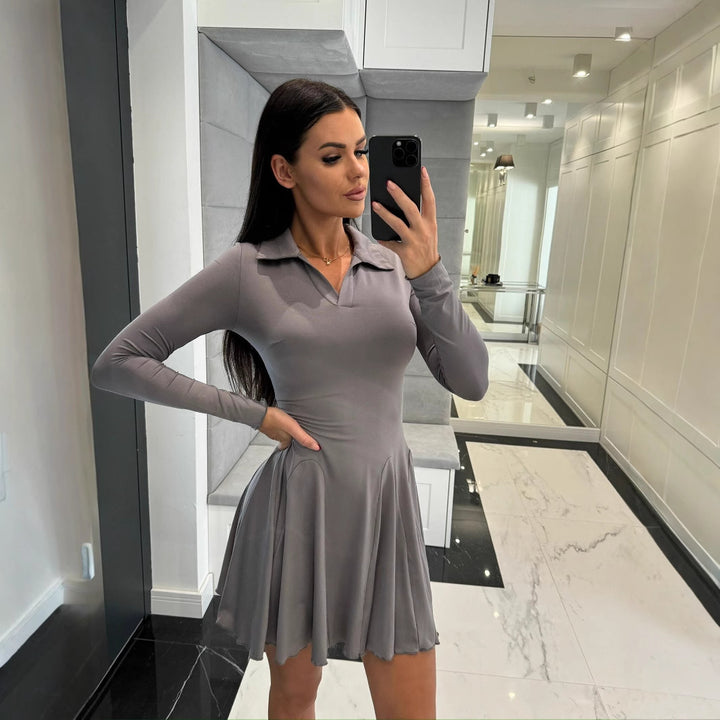 Damen Poloshirt-Kleid mit schwingendem Rock und tailliertem Schnitt Drune