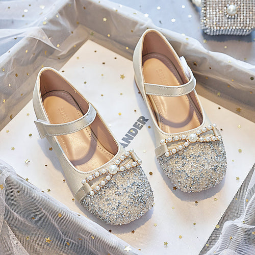 Mädchen Ballerinas mit Perlenschmuck und Glitzer Drune