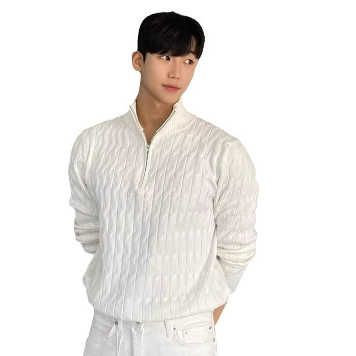Herren Strickpullover mit Zopfmuster und Rollkragen Drune