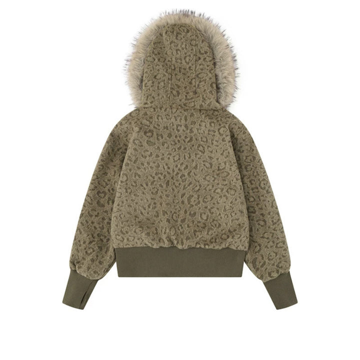 Damen Teddy-Fleece Bomberjacke mit Kapuze und Kunstfellbesatz Drune