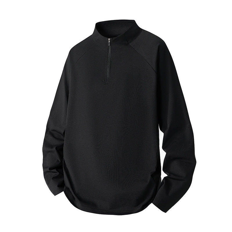 Herren Minimalistisches Halbzip-Sweatshirt mit technischem Jersey und verlängertem Saum Drune