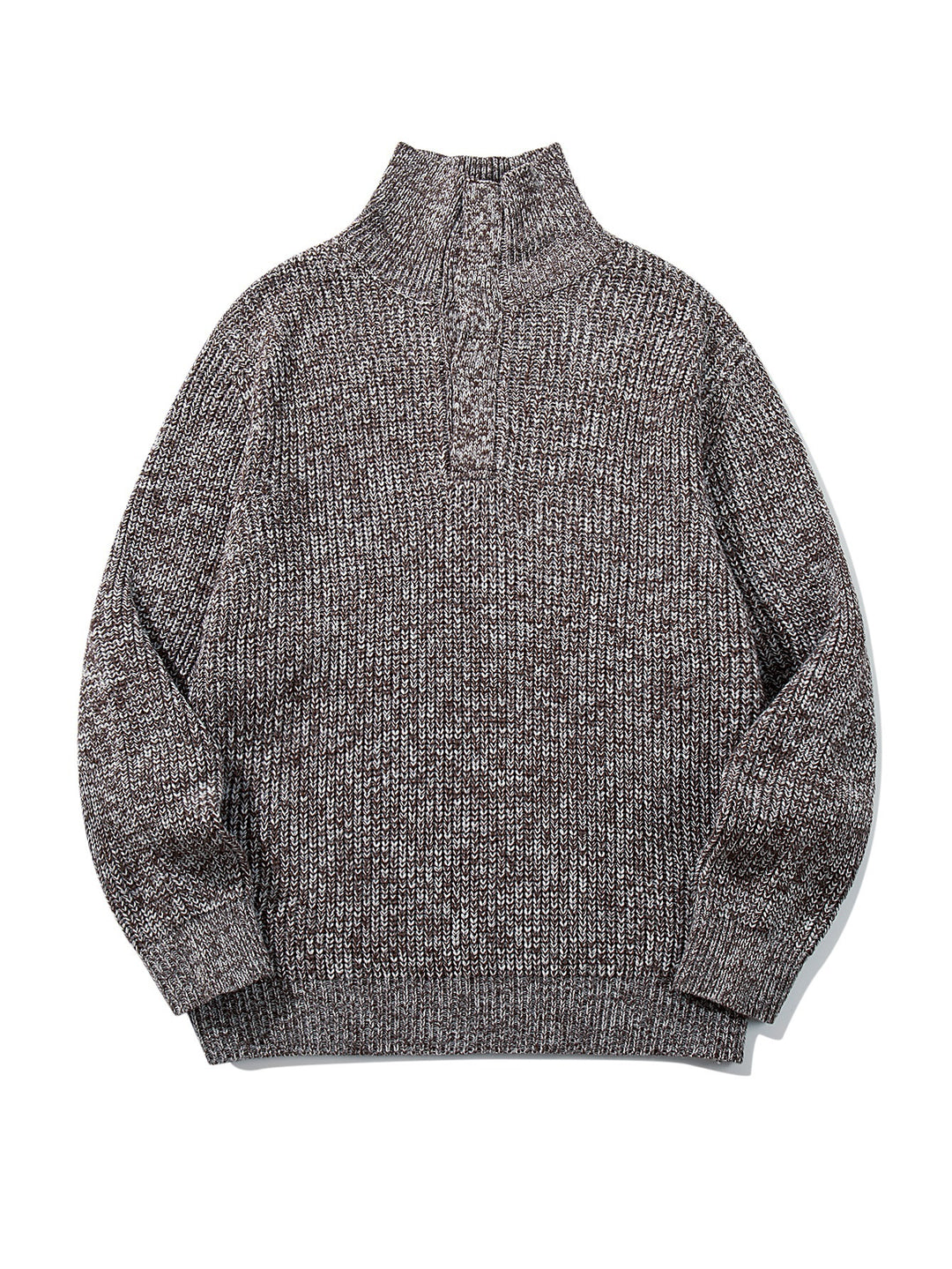 Unisex Grobgestrickter Rollkragenpullover mit halber Knopfleiste Drune