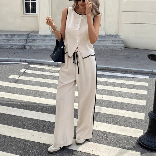 Damen Elegante und bequeme Loungewear mit Knopfleiste Drune