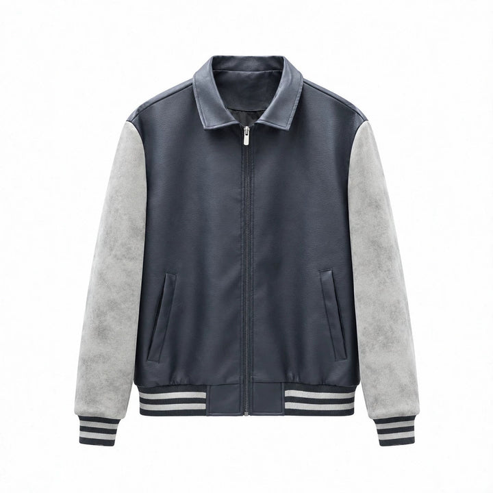 Herren Modische Kunstleder Bomberjacke Drune