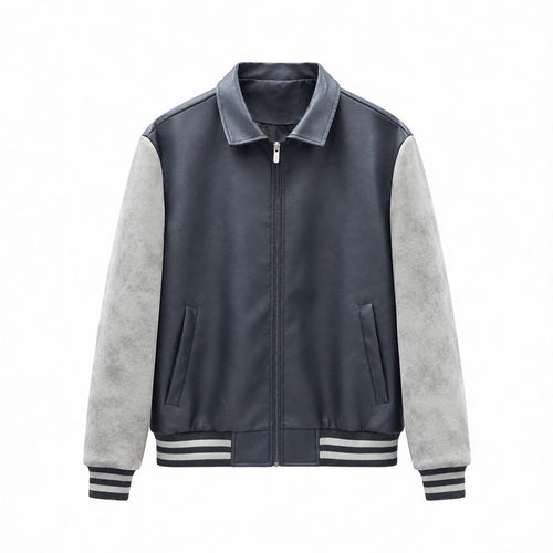 Herren Modische Kunstleder Bomberjacke Drune