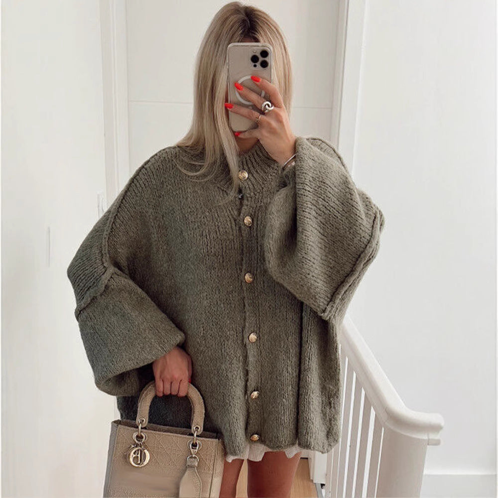 Damen Strickjacke mit oversized Schnitt und eleganten Knopfdetails Drune