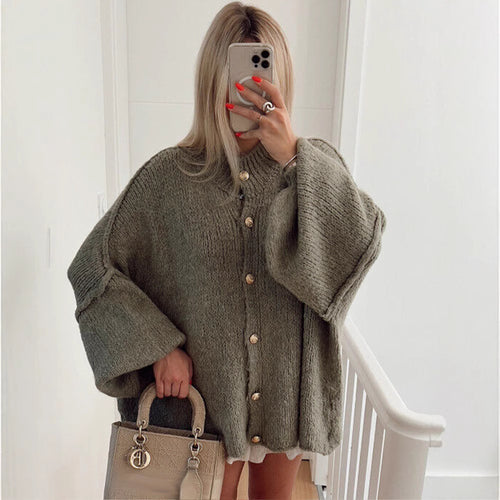 Damen Strickjacke mit oversized Schnitt und eleganten Knopfdetails Drune