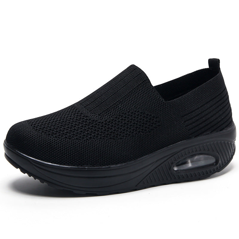 Damen nan gestrickter Slipper mit versteckter Keilsohle und sichtbarer Luftkammer Drune