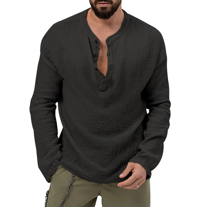 Herren Langarmshirt mit Knopfleiste Drune