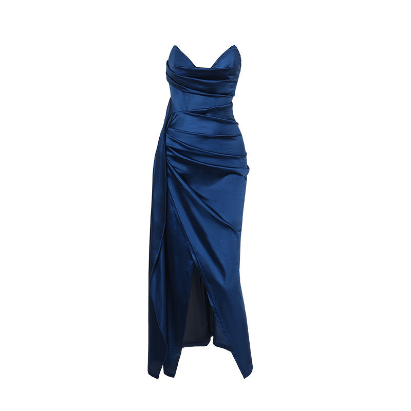 Damen elegantes Maxikleid mit raffiniertem Schlitz und dezentem Wickel-Design Drune