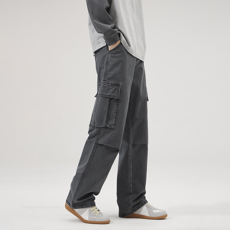 Herren Locker geschnittene Utility‑Cargohose mit verstärkten Knien und tiefem Schritt Drune