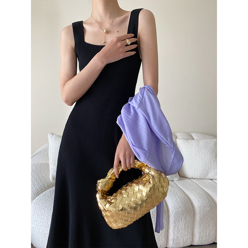 Damen Midi-Kleid mit stilvollem Quadrat-Ausschnitt und fließendem Schnitt Drune