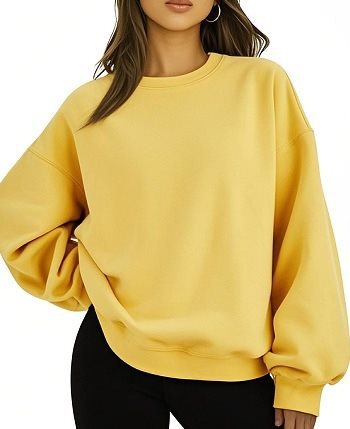 Damen Oversized Sweatshirt mit Rundhalsausschnitt, extraweichem French‑Terry und überschnittener Schulter Drune