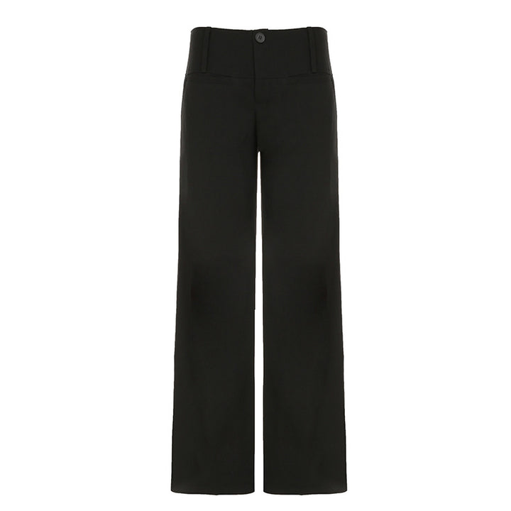 Damen Hochtaillierte Palazzo-Hose mit breitem Komfortbund, Frontknopf und weitem Bein Drune
