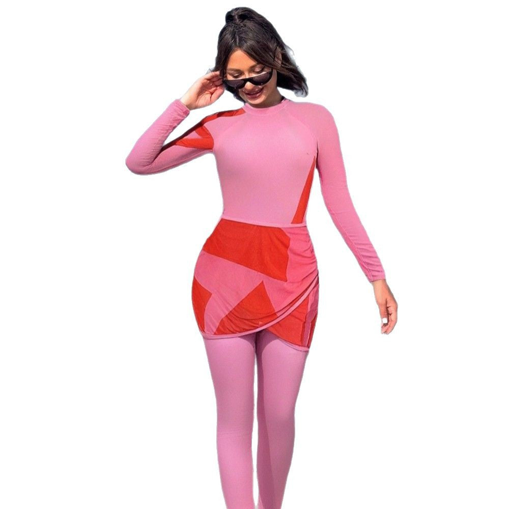 Damen Sportlicher Badeanzug mit schwingendem Rock Drune