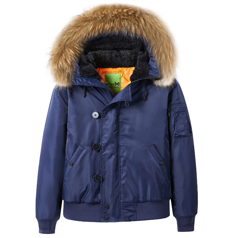 Herren  schwerer isolierter Pilotenparka-Jacke mit abnehmbarem Kunstfellkragen und sherpa-gefüttertem Innenraum Drune