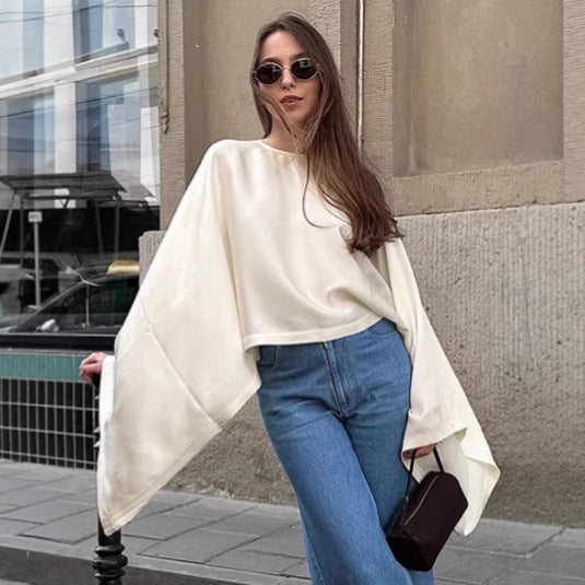 Damen Oversized Sweatshirt mit weitem Schnitt und eleganten Ärmeln Drune