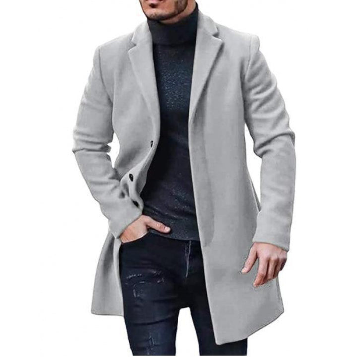 Herren Wollmantel mit schmalem Schnitt und Reverskragen