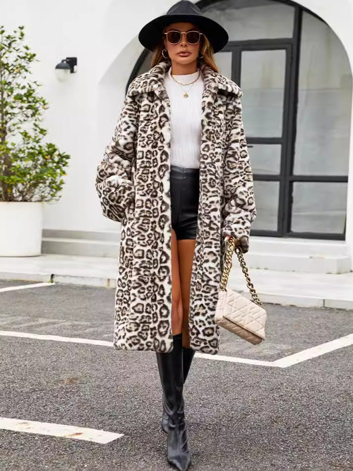 Damen Elegante und stilvolle Kunstpelzmantel Drune