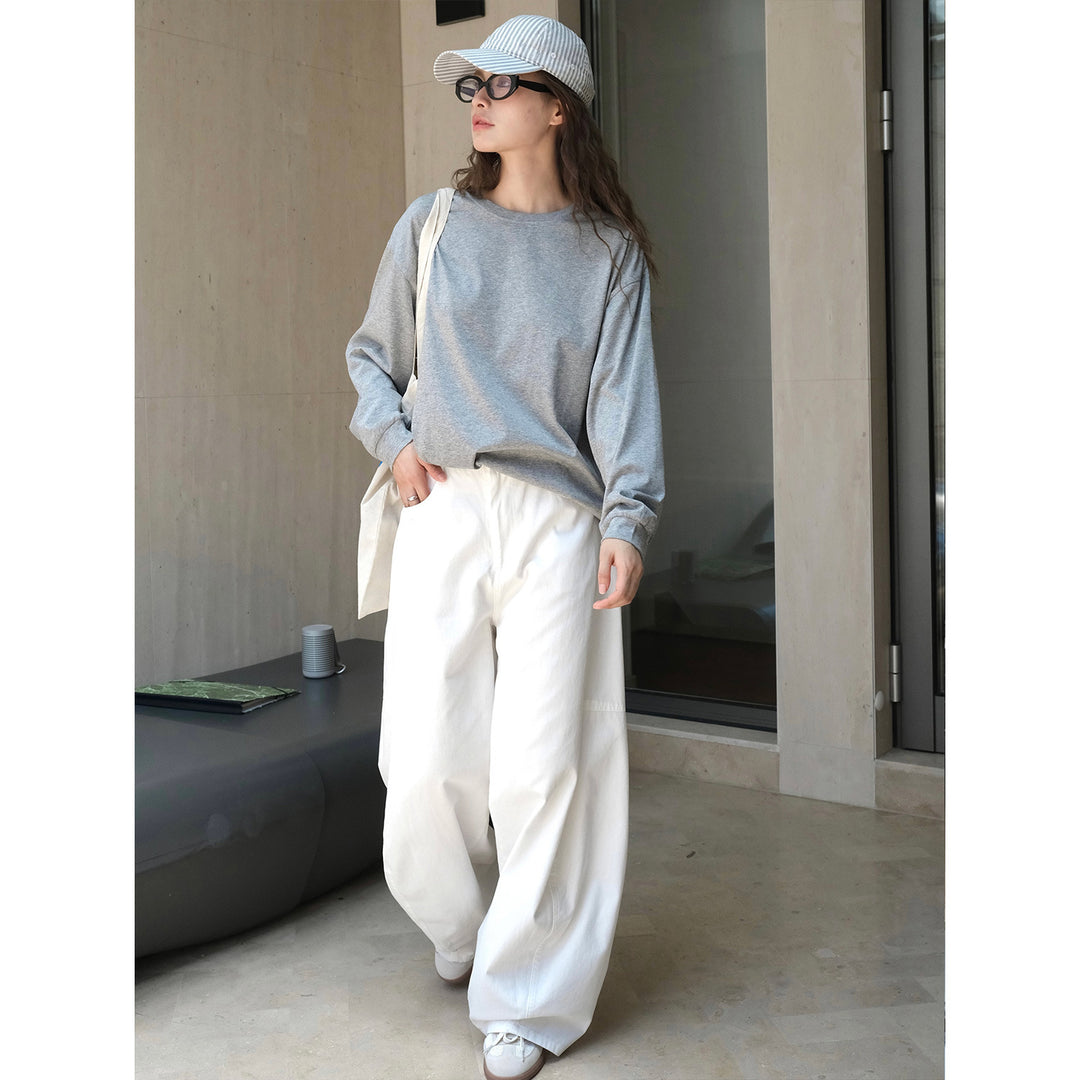 Damen Leichtes Relax-Sweatshirt aus Baumwoll‑Jersey mit überschnittener Schulter und gerundetem Saum Drune