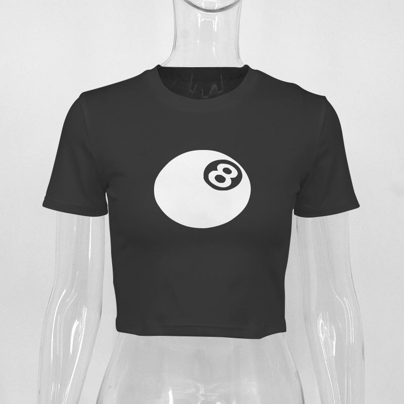 Damen cropped T-Shirt mit einzigartigem 8-Ball-Motiv und lässigem Schnitt Drune