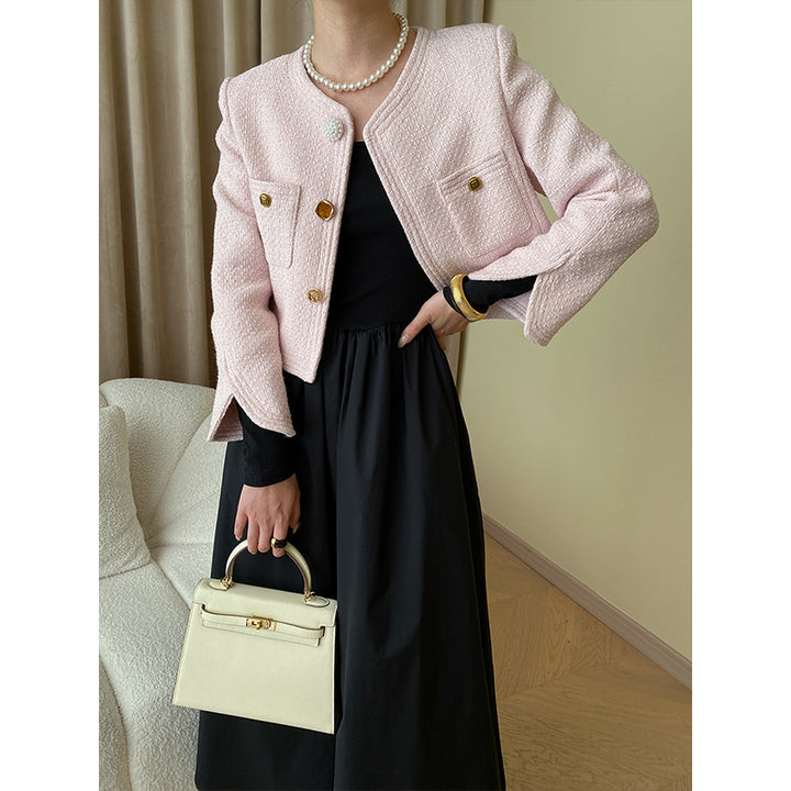 Damen eleganter Schnitt Jacke aus strukturiertem Material mit praktischen Taschen Drune