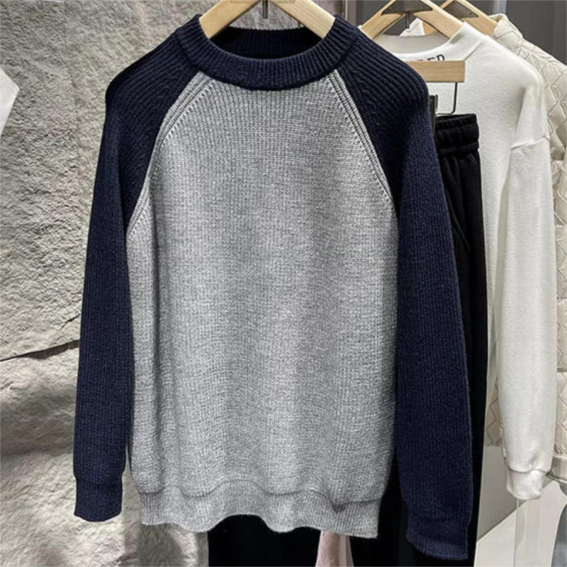 Herren Raglan-Kontraststrickpullover mit feiner Rippstruktur und gerippten Bündchen Drune