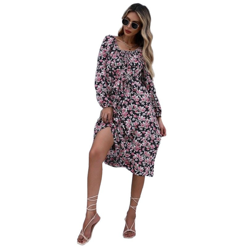 Damen Floral Maxikleid mit Rüschendetails Drune