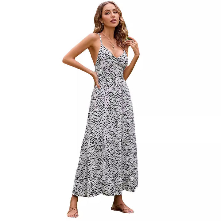 Damen Maxikleid mit Spaghettiträgern und fließendem Schnitt Drune