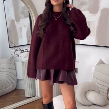Damen Oversized Kuschel-Pullover mit lässigem Schnitt Drune