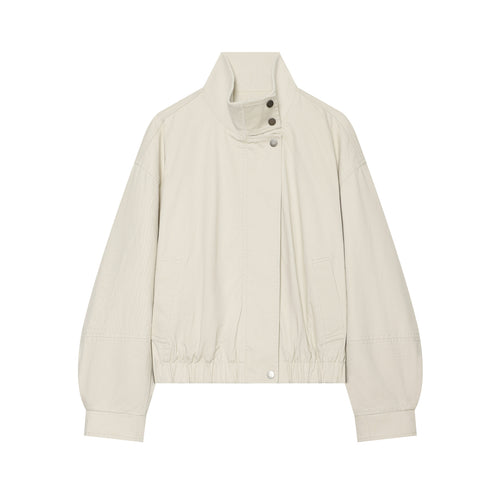 Damen Kurzblousonjacke im Oversize‑Look mit hohem Rippkragen, Tunnelzugtaillierung und Ballonärmeln Drune