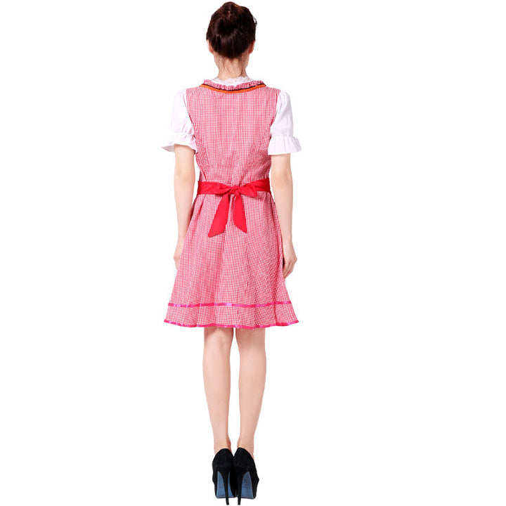 Damen nan Trachtenkleid im Vintage-Stil mit elastischem Bund verstellbarer Schnürung und schmeichelndem Tellerrock Drune