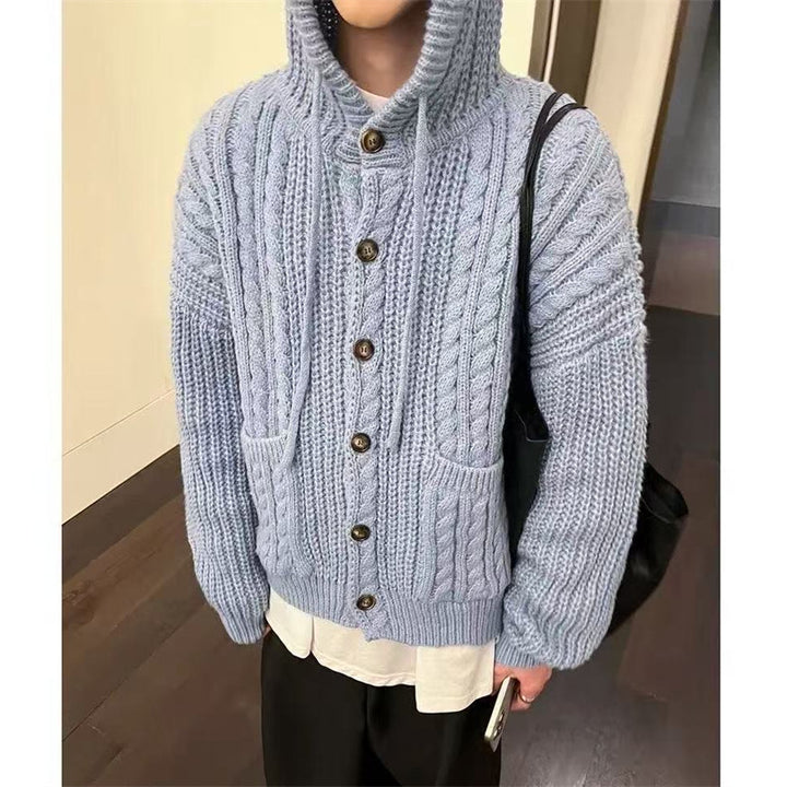 Damen Kuschelstrickjacke mit Kapuze und großen Taschen Drune