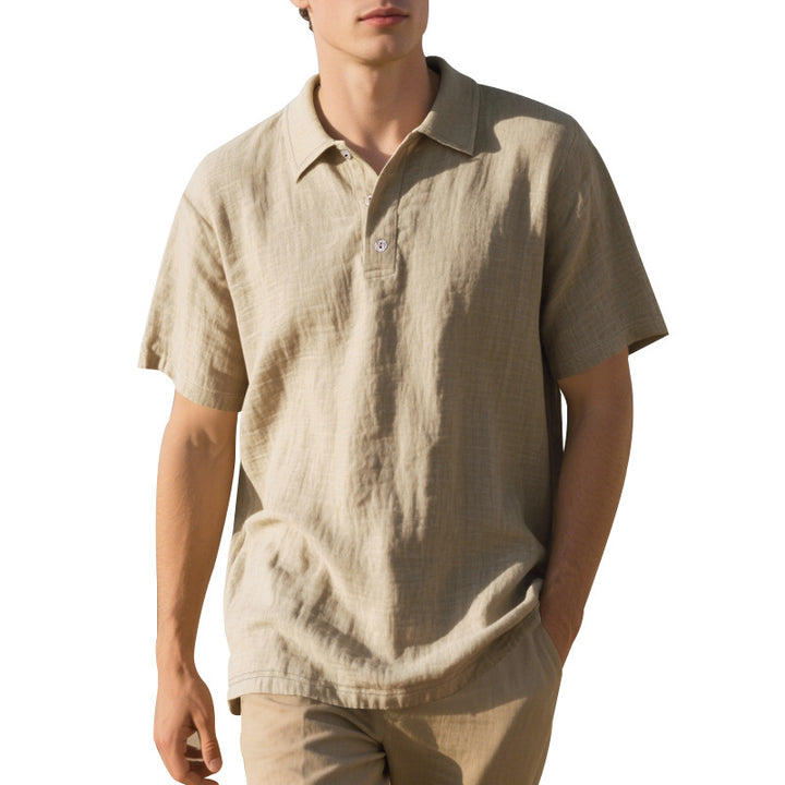 Herren Kurzarm Poloshirt mit luftiger Baumwollstruktur und klassischem Kragen Drune