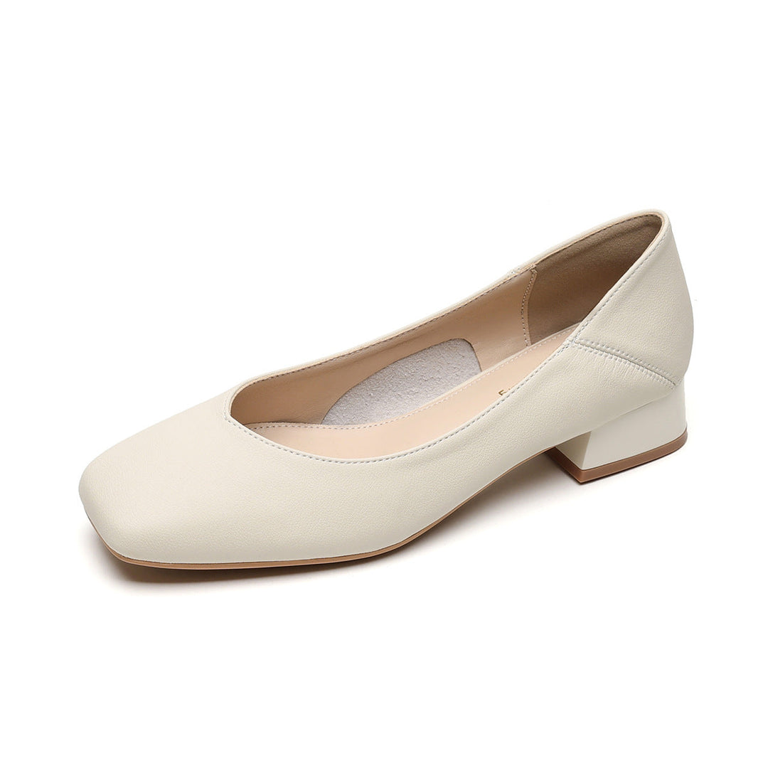 Damen elegante Ballerinas mit quadratischer Kappe und komfortablem Blockabsatz Drune